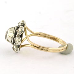 Ring im viktorianischen Stil mit Diamanten im Rosenschliff bis zu 0,20 Karat, aus 14-karätigem Gold und Silber