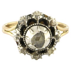 Ring im viktorianischen Stil mit Diamanten im Rosenschliff bis zu 0,20 Karat, aus 14-karätigem Gold und Silber
