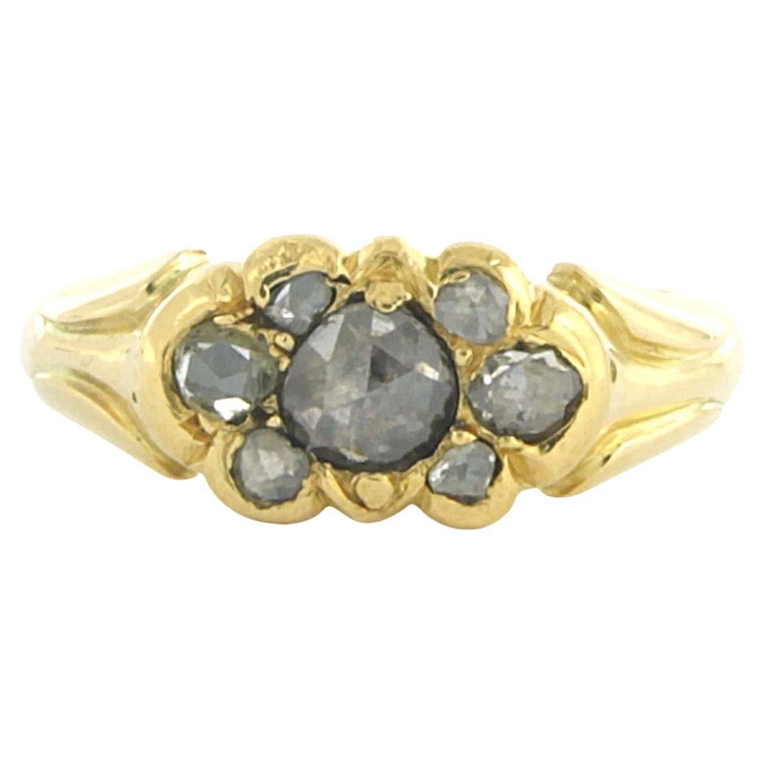 Victorian RIng with rose cut diamonds up to 0.30ct 18k gold 5.7 grams