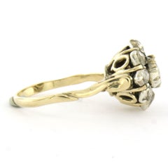 Victorian Ring with rose cut diamonds up to 0.35ct 14k gold and silver