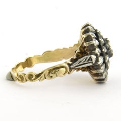 Victorian ring with rose cut diamonds up to 0.40ct 14k gold and silver