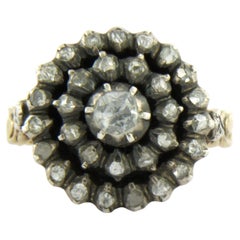 Victorian ring with rose cut diamonds up to 0.40ct 14k gold and silver