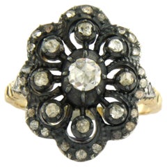 Victorian ring with rose cut diamonds up to 0.50ct 14k gold and silver