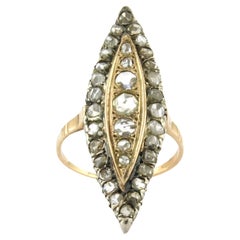 Victorian rIng with rose cut diamonds up to 0.70ct 14k gold and silver