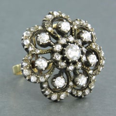 Viktorianischer Ring mit Diamanten im Rosenschliff bis zu 1,00ct 14k Gold und Silber
