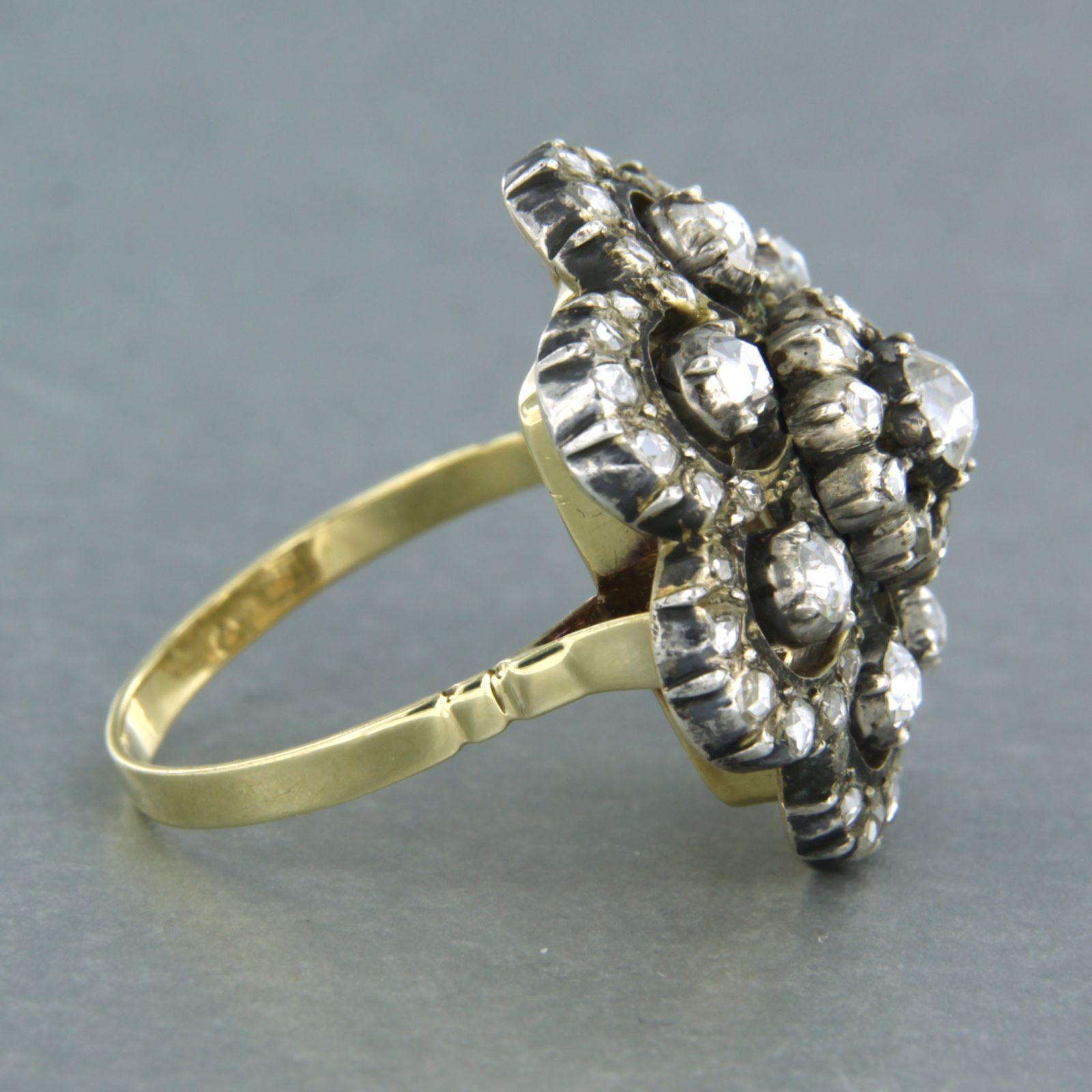 Début de l'époque victorienne Bague victorienne avec diamants taillés en rose jusqu'à 1,00ct 14k or et argent en vente