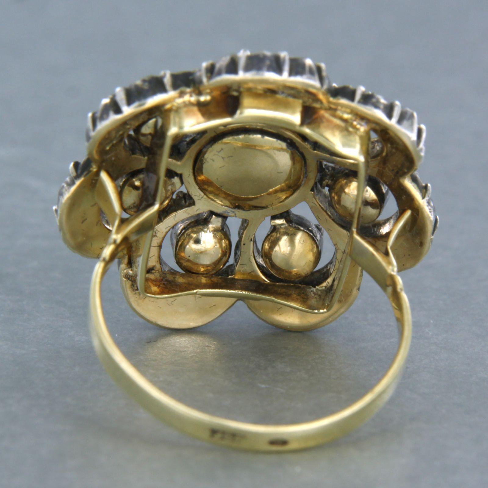 Bague victorienne avec diamants taillés en rose jusqu'à 1,00ct 14k or et argent Excellent état - En vente à The Hague, ZH