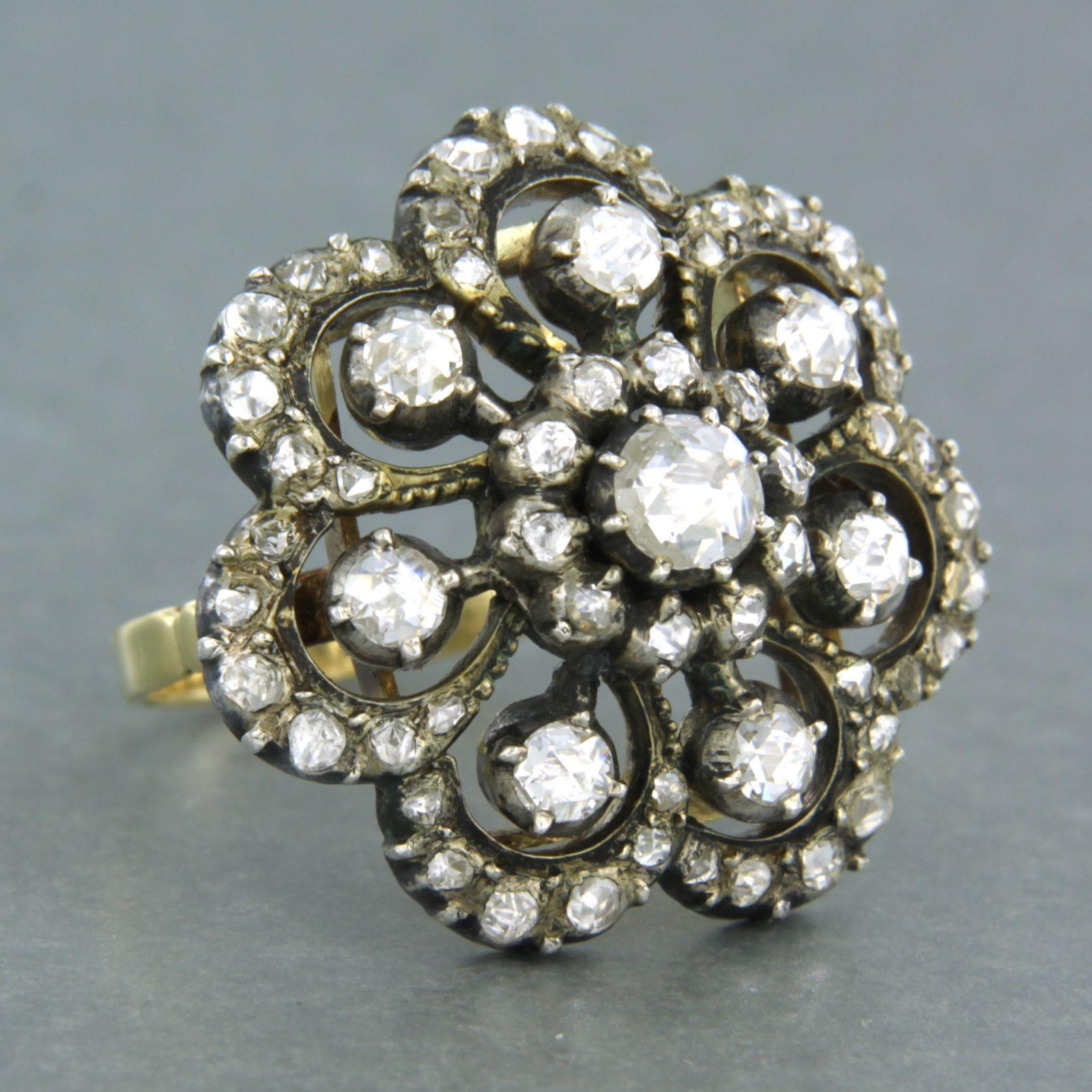 Bague victorienne avec diamants taillés en rose jusqu'à 1,00ct 14k or et argent Pour femmes en vente