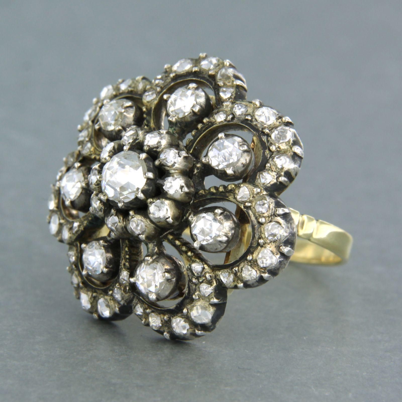 Bague victorienne avec diamants taillés en rose jusqu'à 1,00ct 14k or et argent en vente 1