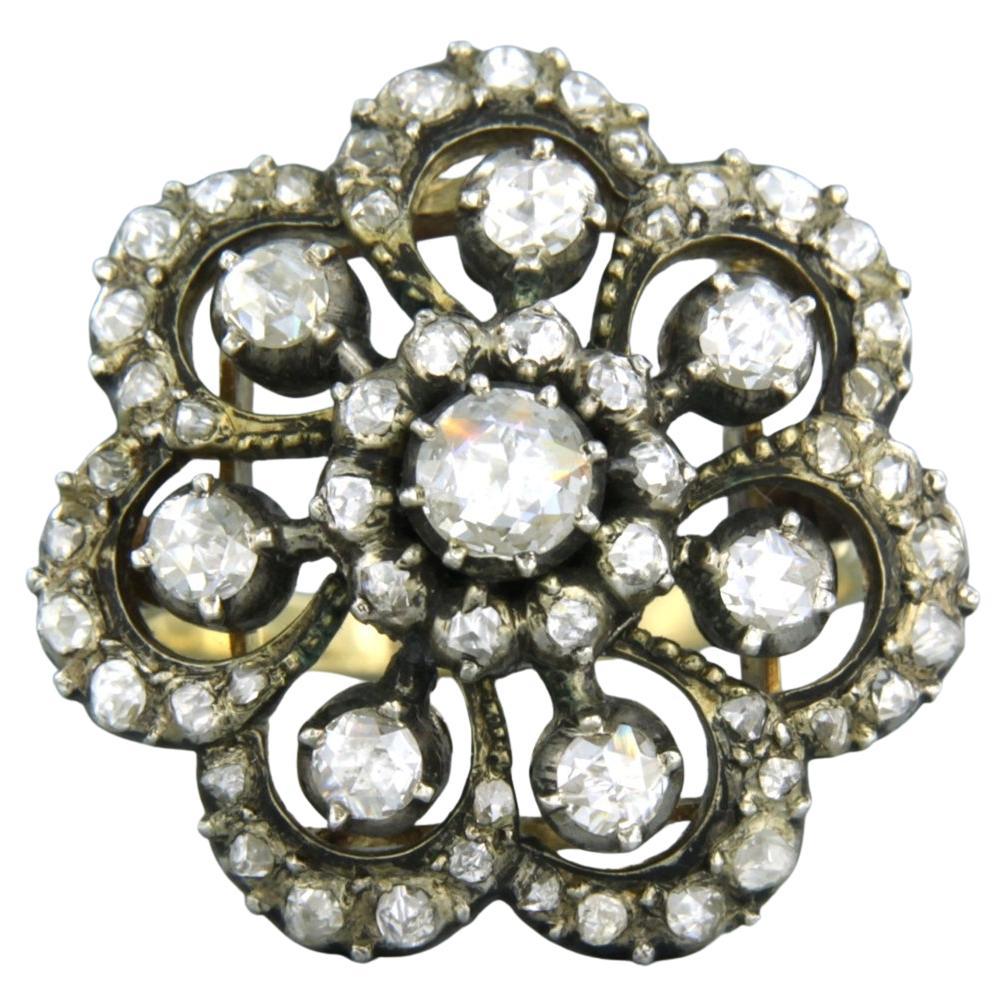 Bague victorienne avec diamants taillés en rose jusqu
à 1,00ct 14k or et argent en vente