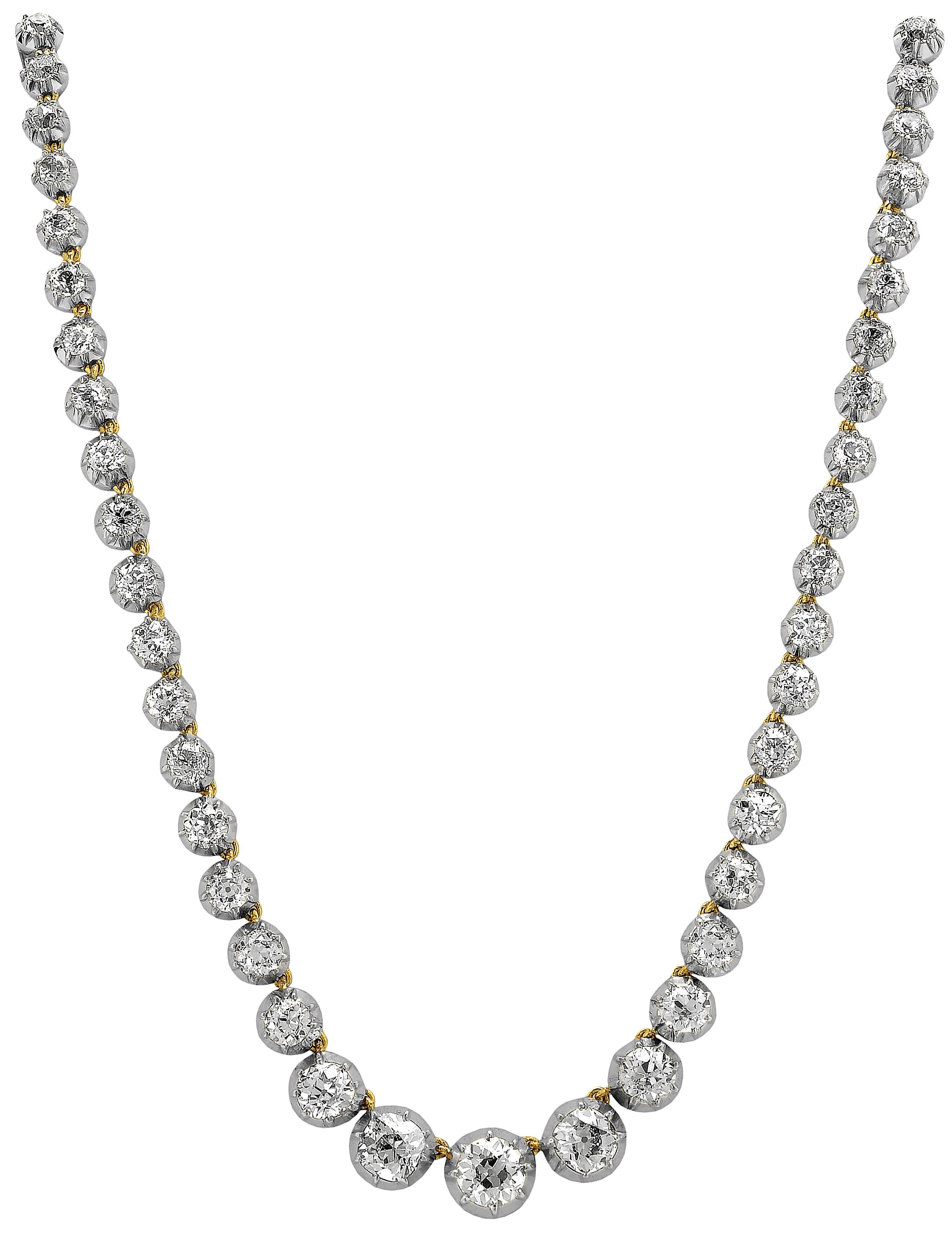 Antique Victorian Riviere, Single Strand Old European Cut Diamond Necklace/Tiara 3