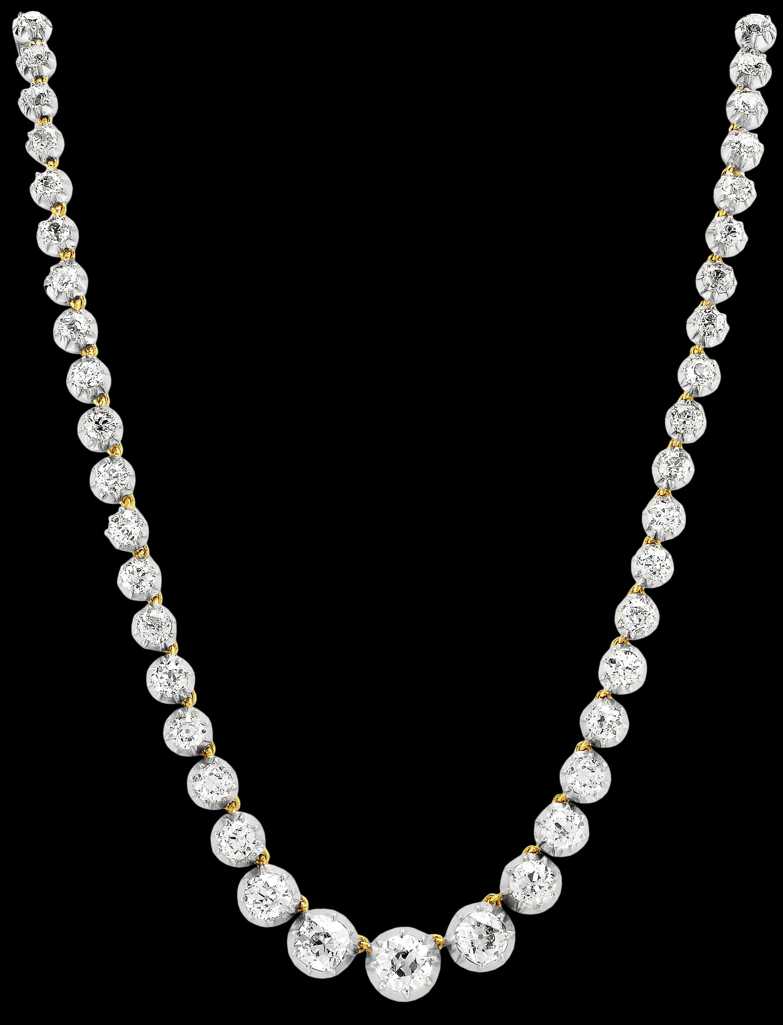 Antique Victorian Riviere, Single Strand Old European Cut Diamond Necklace/Tiara In Excellent Condition In London, GB