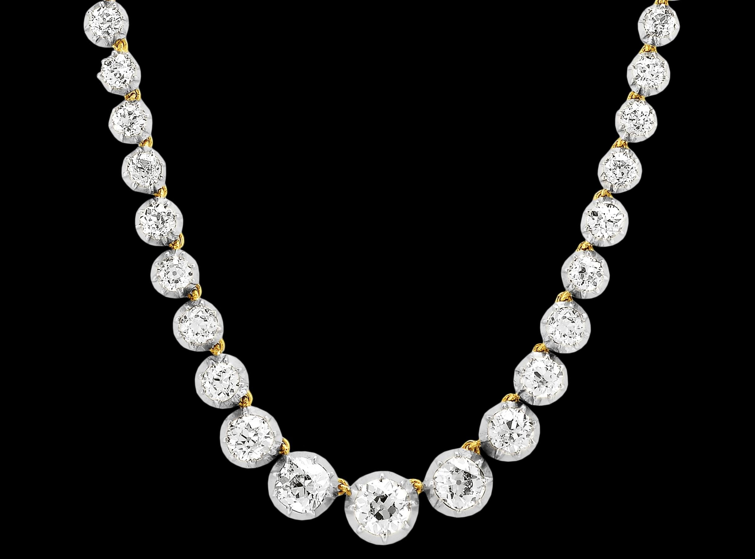 Women's Antique Victorian Riviere, Single Strand Old European Cut Diamond Necklace/Tiara