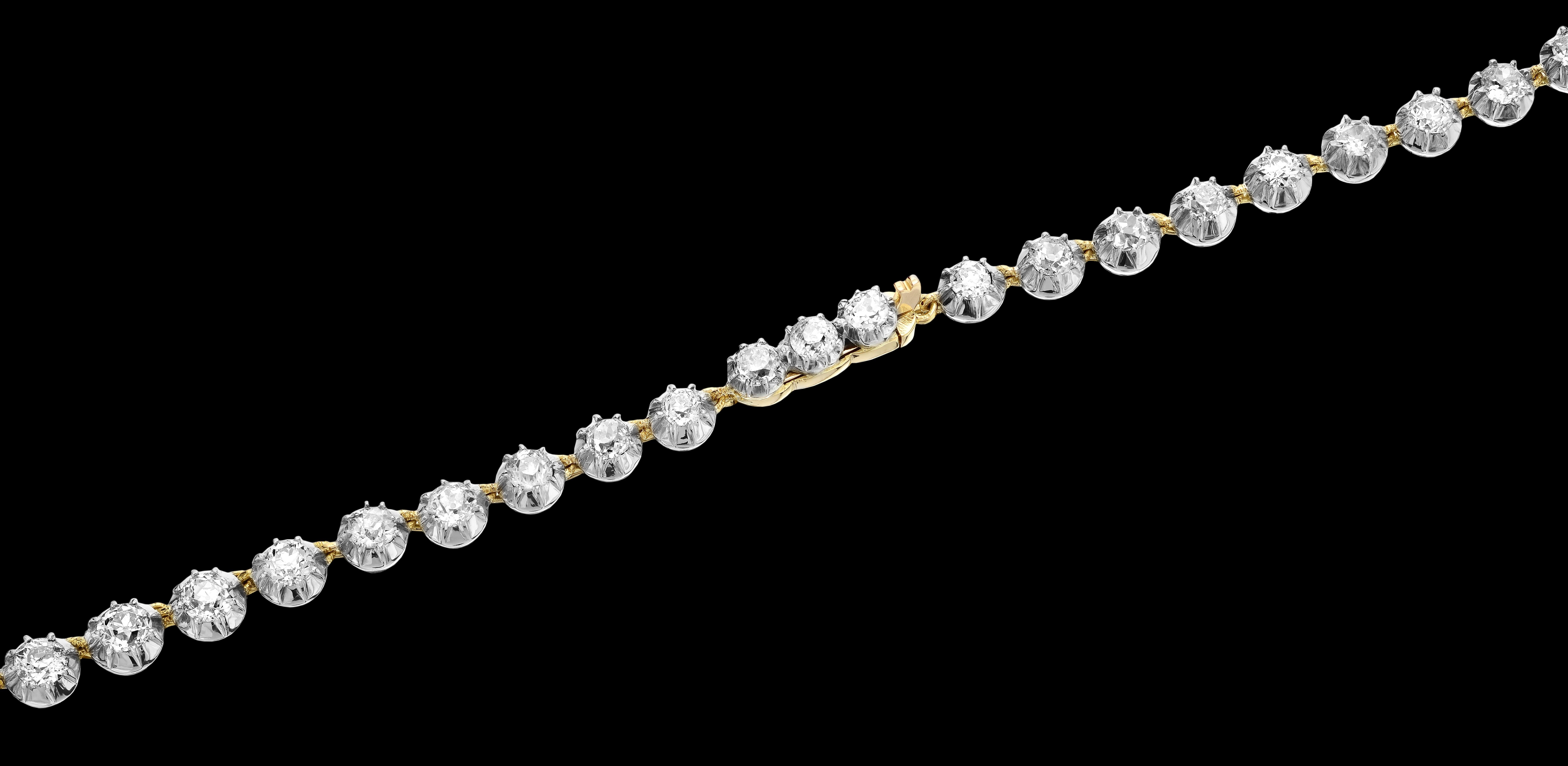 Antique Victorian Riviere, Single Strand Old European Cut Diamond Necklace/Tiara 1