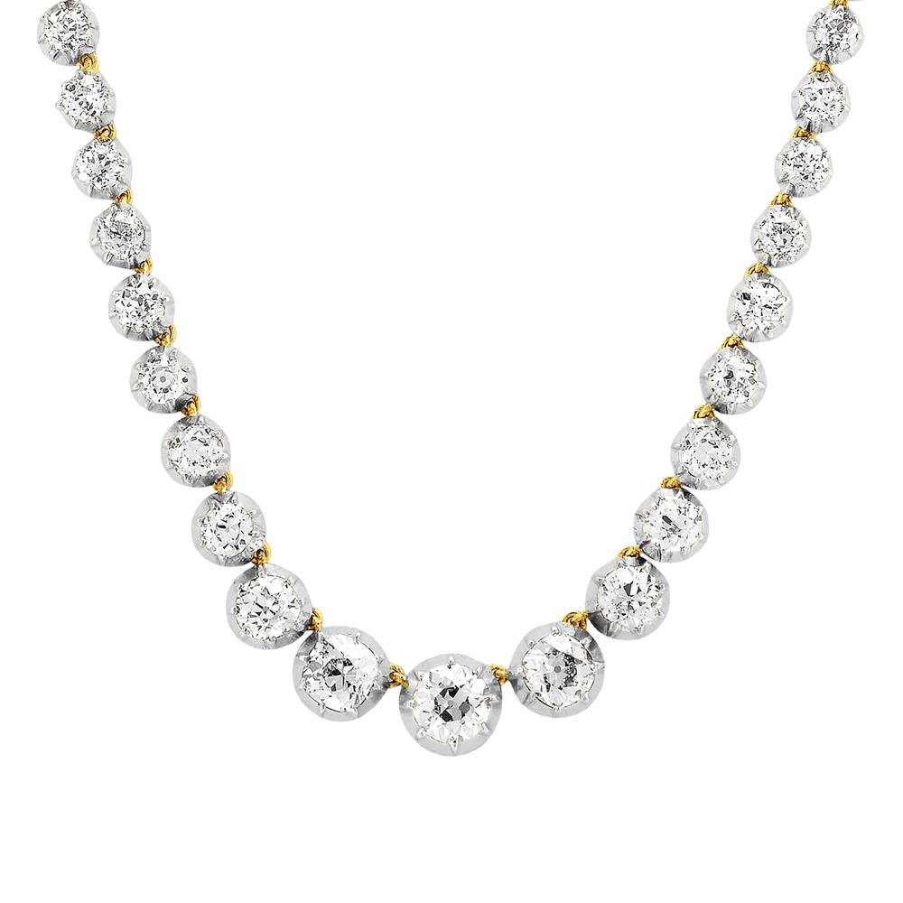 Victorian Riviere, Single Strand Old European Cut Diamond Necklace