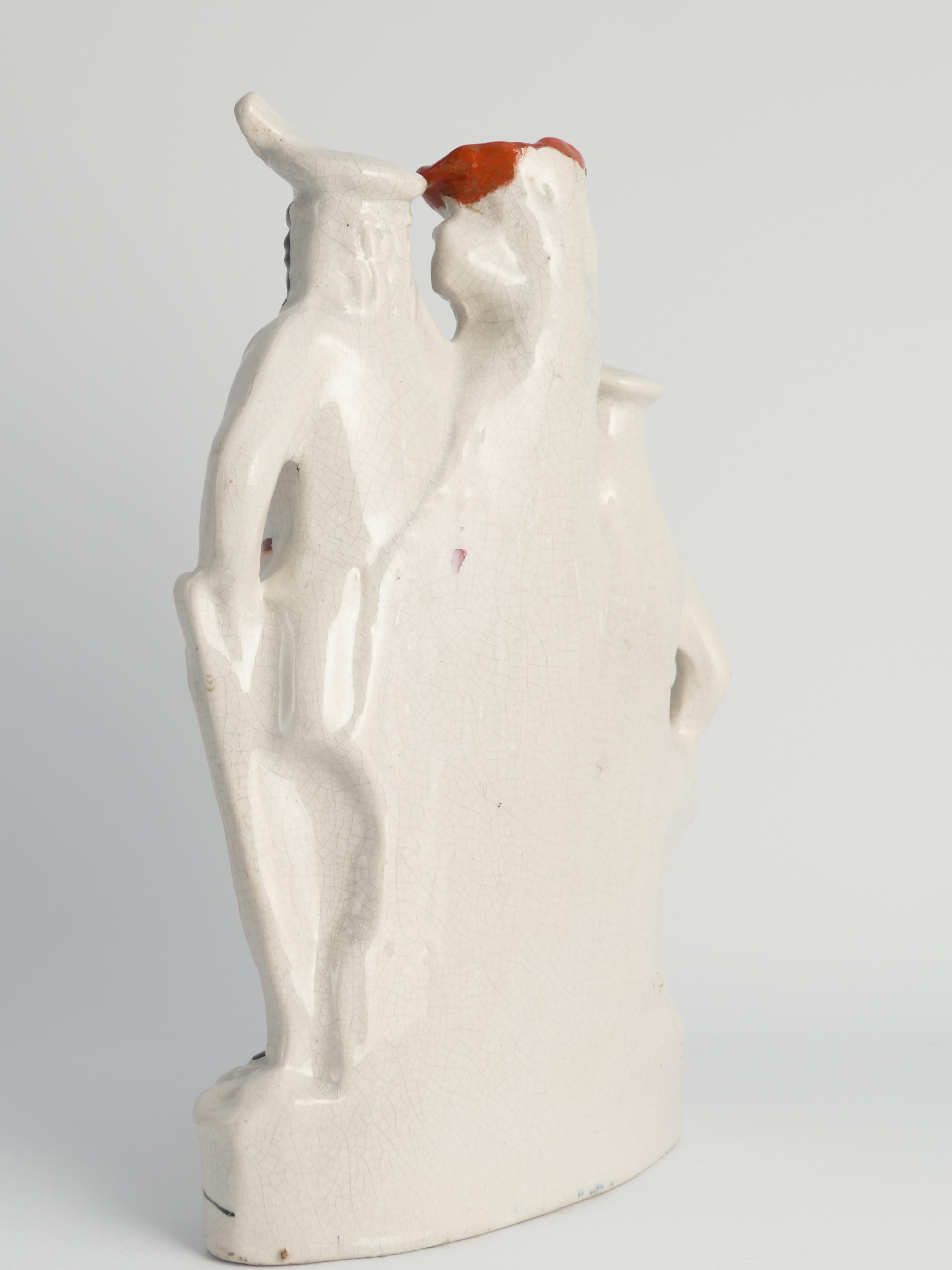 Porcelain Victorian Robin Hood and Little John Spill Vase by Staffordshire, England 1860’s For Sale