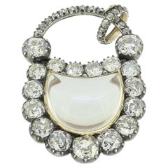 Victorian Rock Crystal and Diamond Padlock Pendant Brooch