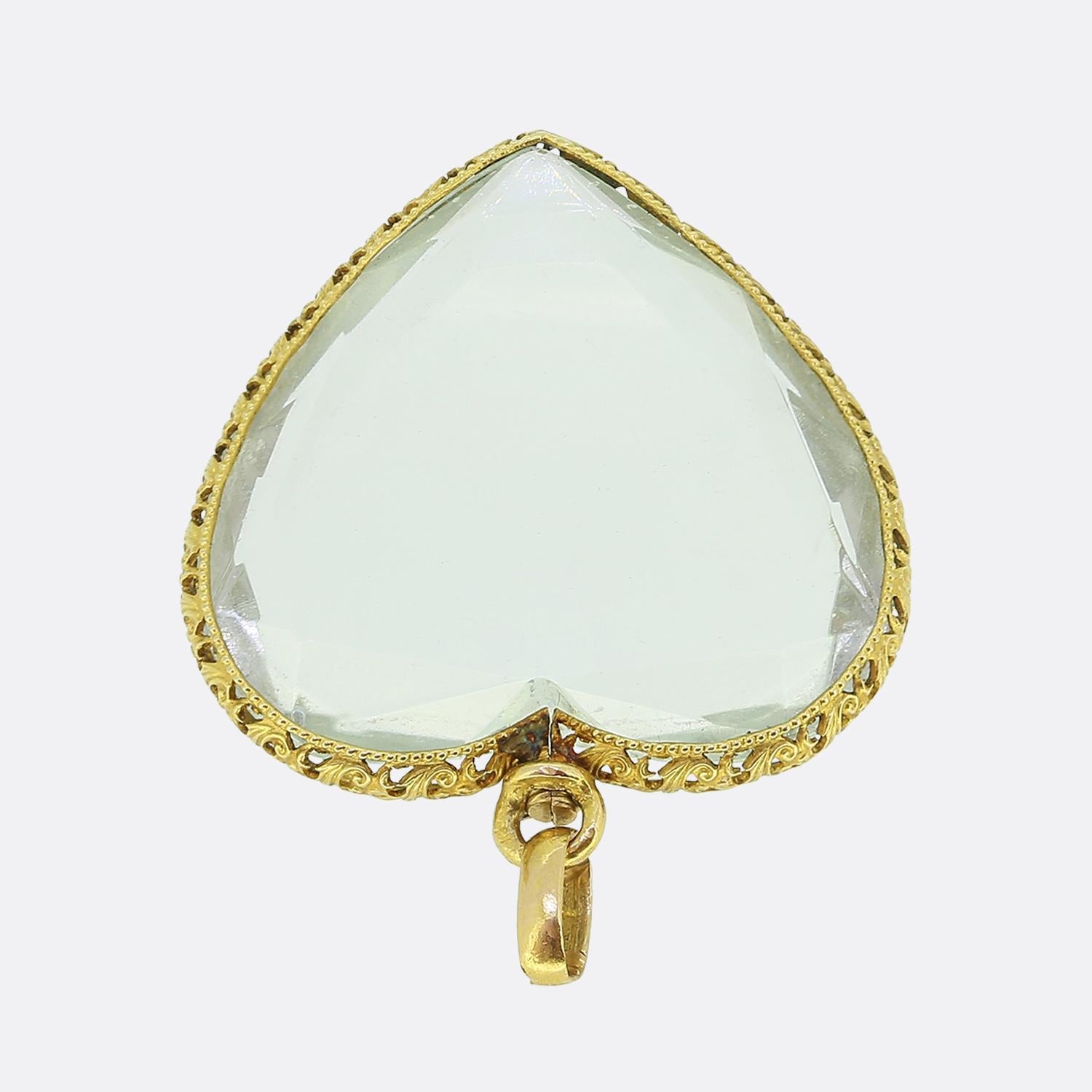 Taille cœur Pendentif Victorien en cristal de roche en vente