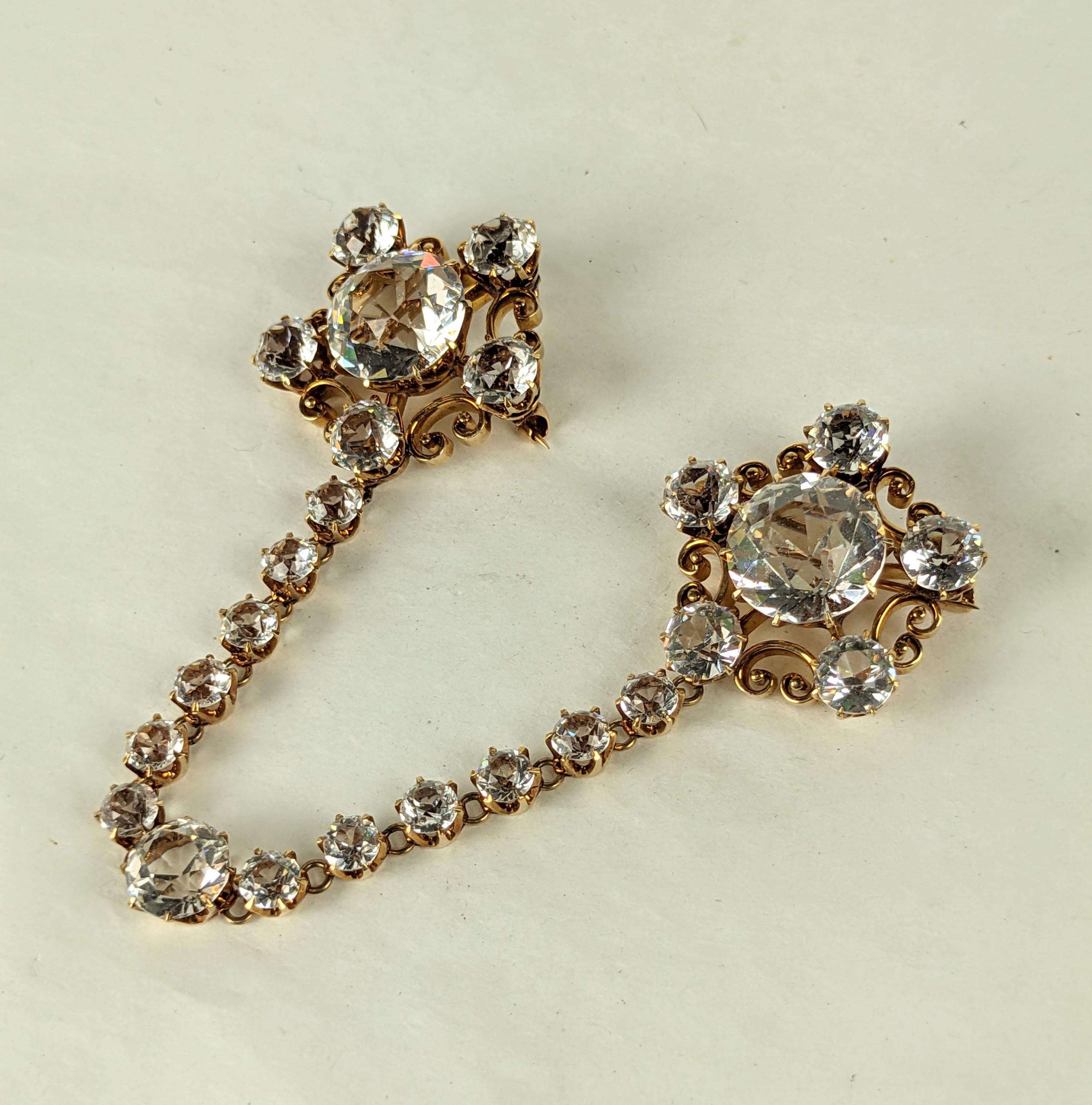 Round Cut Victorian Rock Crystal Swag Brooch For Sale