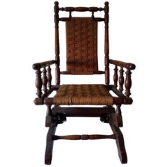Poltrona a dondolo vittoriana in stile Tudor, Inghilterra, 1890