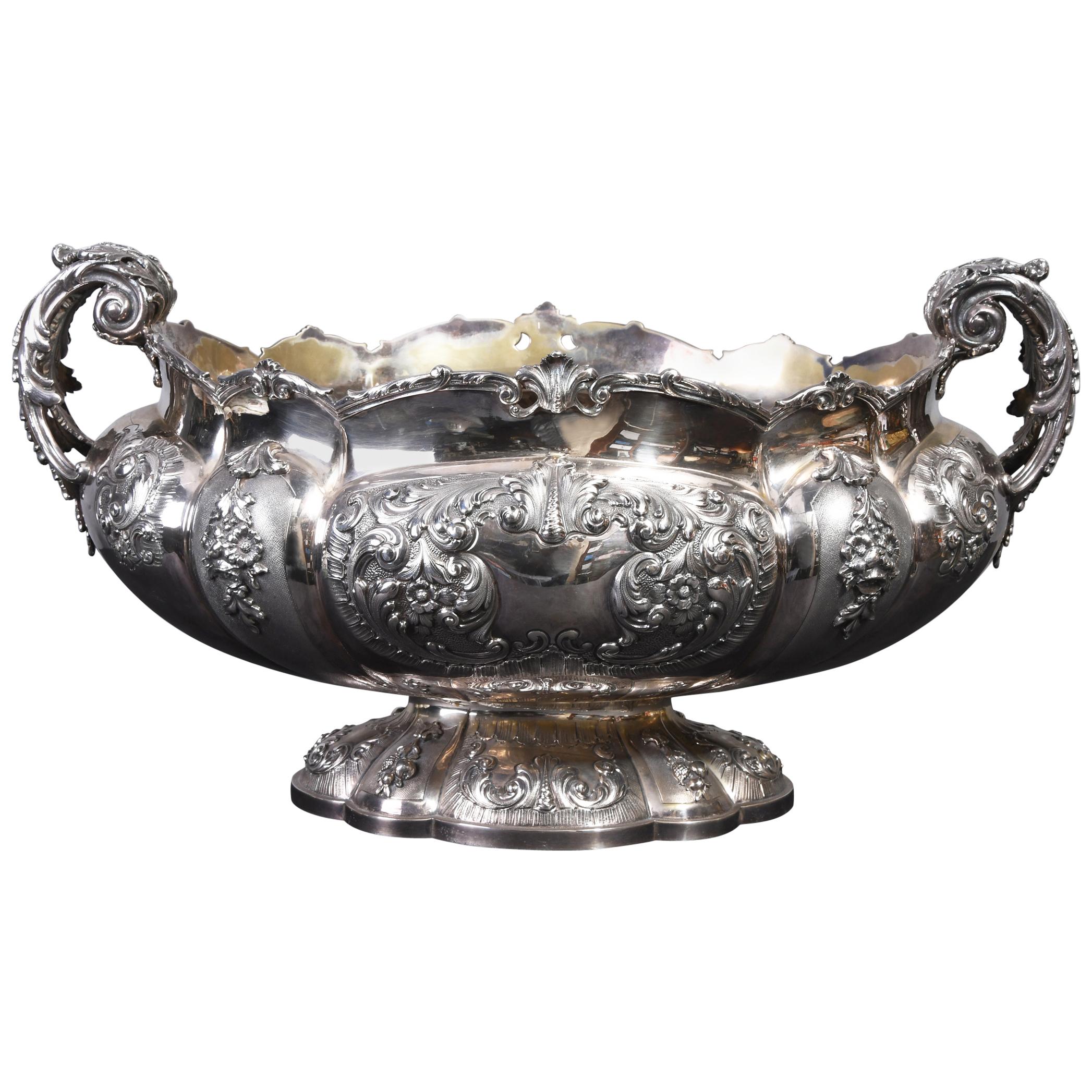 Victorian Rococo Revival 800 Silver Fruit Centerpiece Bowl