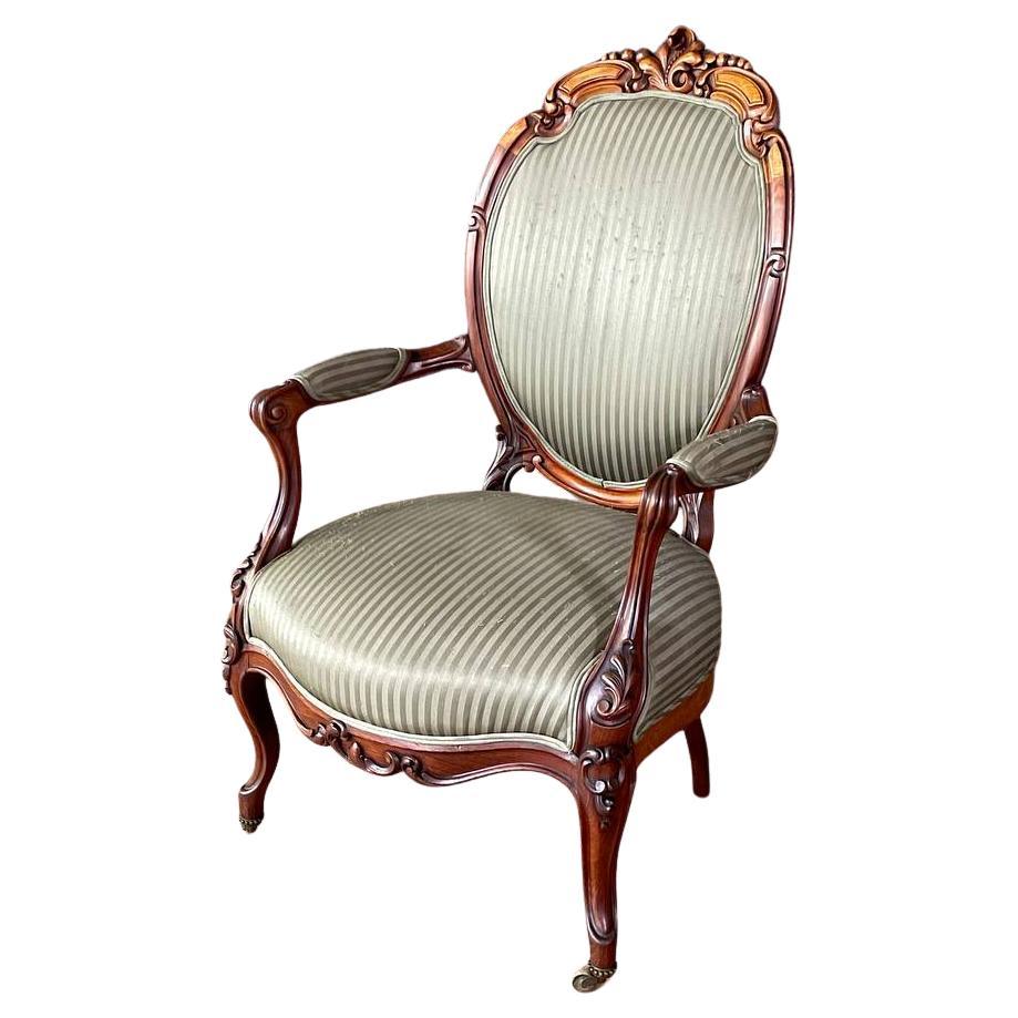 Victorian Rococo Revival Carved Walnut Armchair