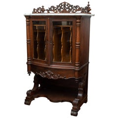 Victorian Rococo Rosewood and Marble Music Cabinet