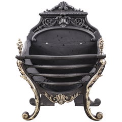 Victorian Rococo Style Cast Iron and Brass Fire Grate, English, circa 1900