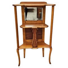 Victorian Rococo Style Satinwood Partial Mirrored Etagere