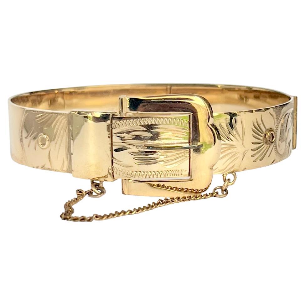 Victorian Rolled Gold Buckle Bangle For Sale