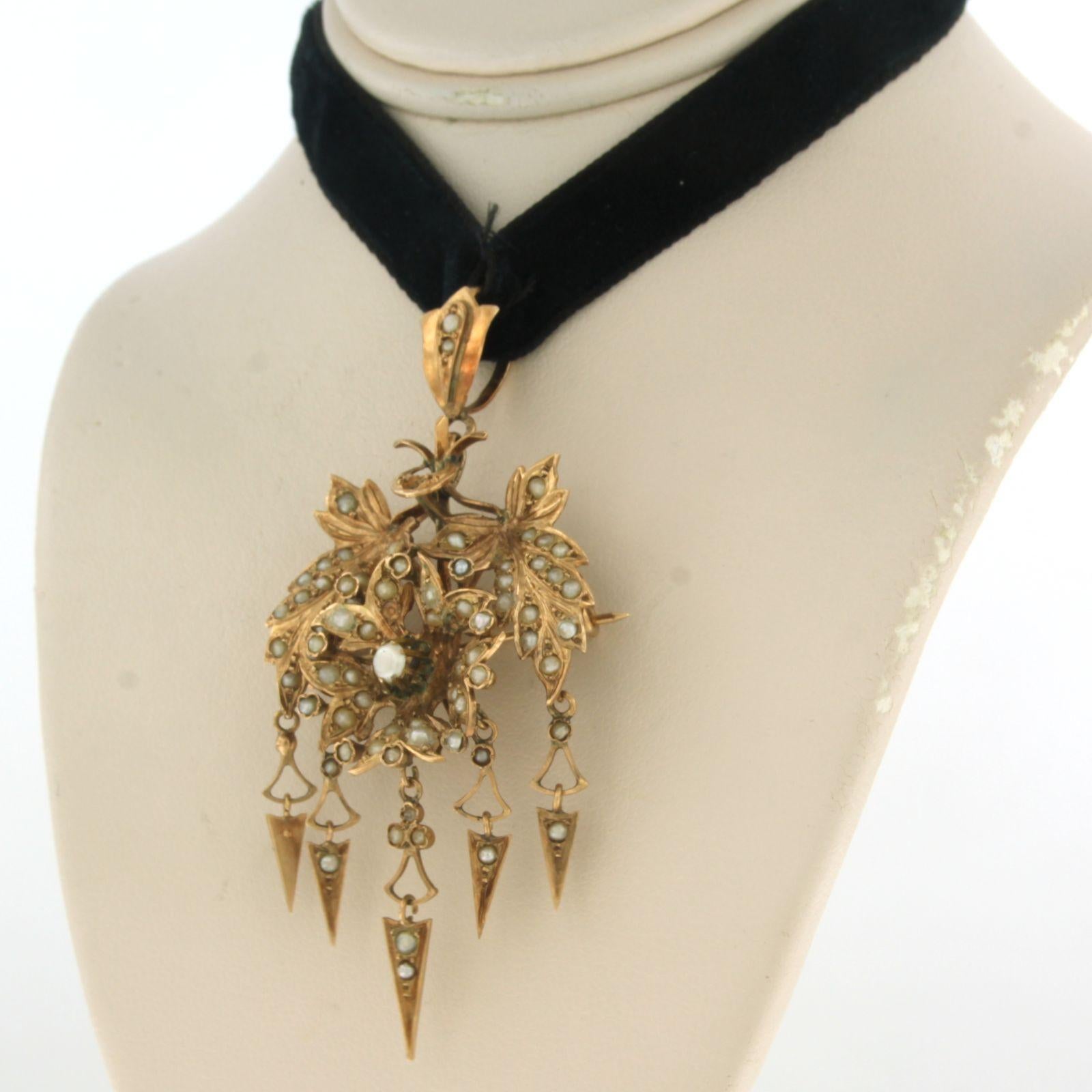 Bead Victorian Rope necklace and pendant with pearls 8.2 grams 14k gold For Sale