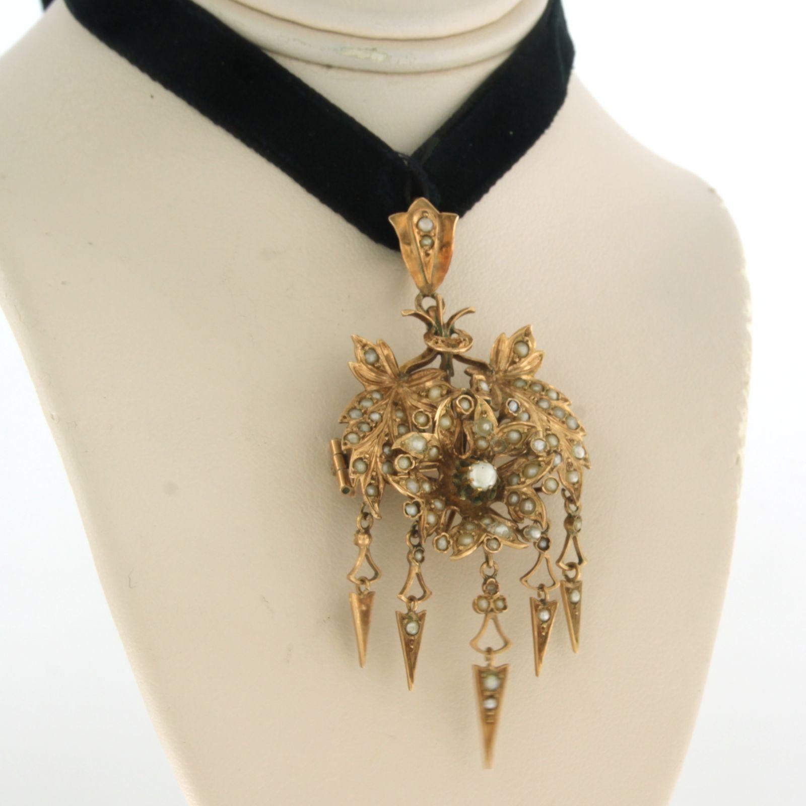 Bead Victorian Rope necklace and pendant with pearls 8.2 grams 14k gold For Sale