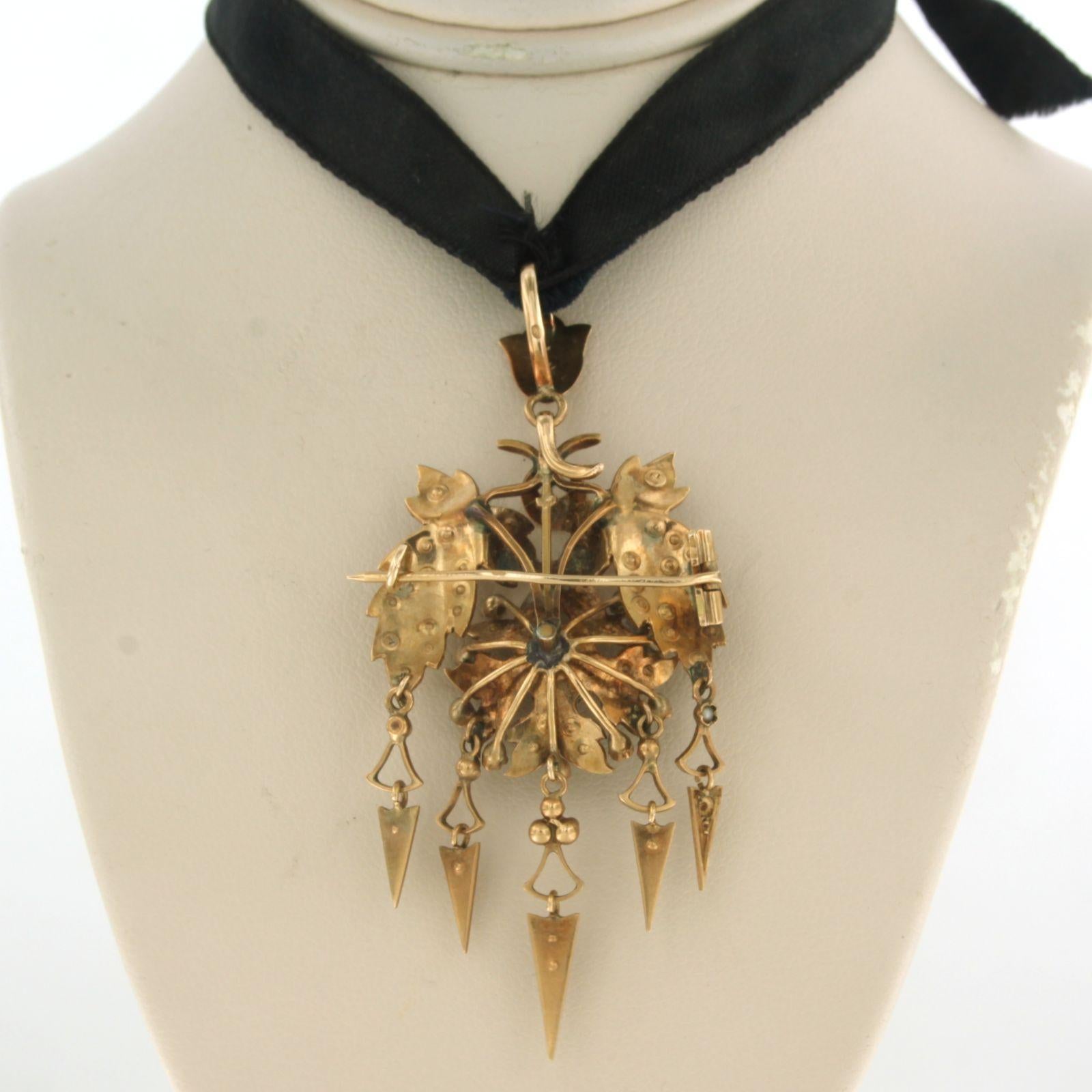 Women's Victorian Rope necklace and pendant with pearls 8.2 grams 14k gold For Sale