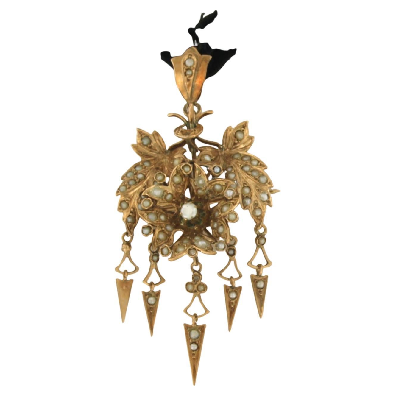 Victorian Rope necklace and pendant with pearls 8.2 grams 14k gold