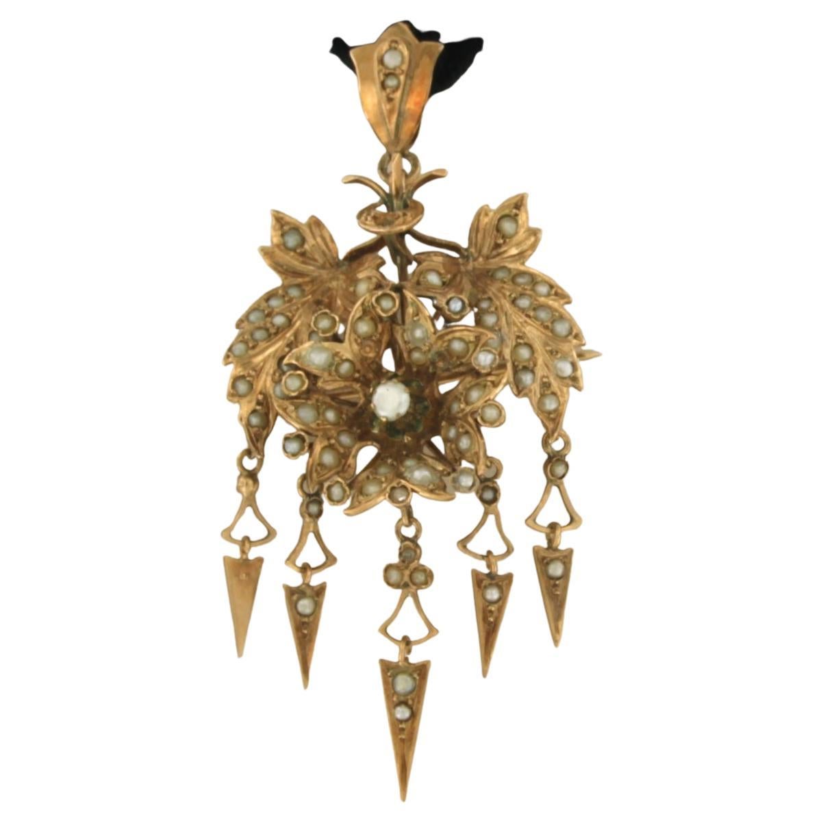 Collier et pendentif de corde victorien avec perles 8.2 grammes or 14k