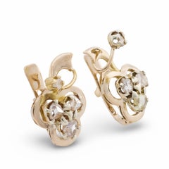 Viktorianische Ohrringe mit Diamanten im Rosenschliff aus 14k Roségold