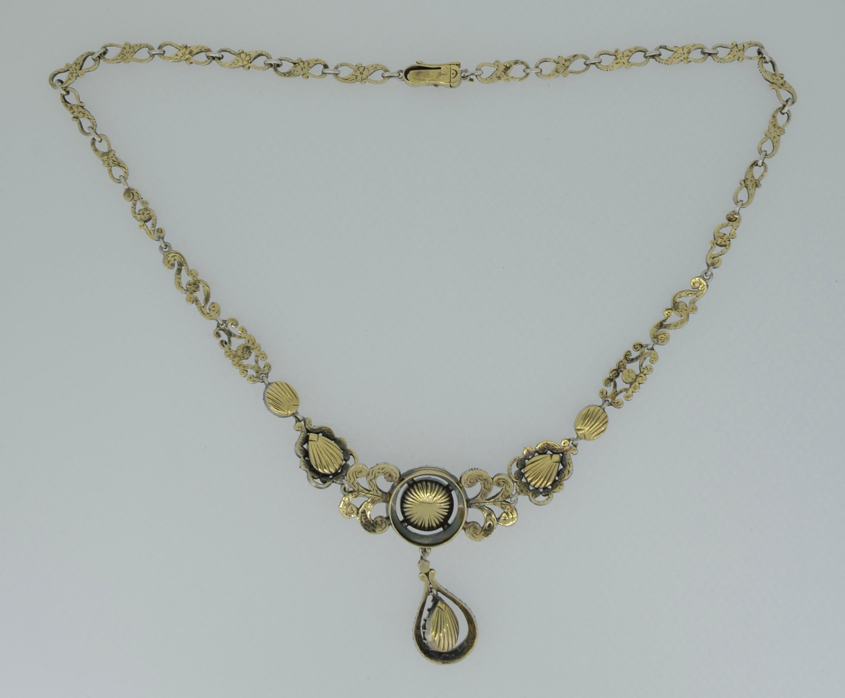 Victorianische viktorianische Halskette mit Diamanten im Rosenschliff, 14K & Silber, im Karton im Angebot 6