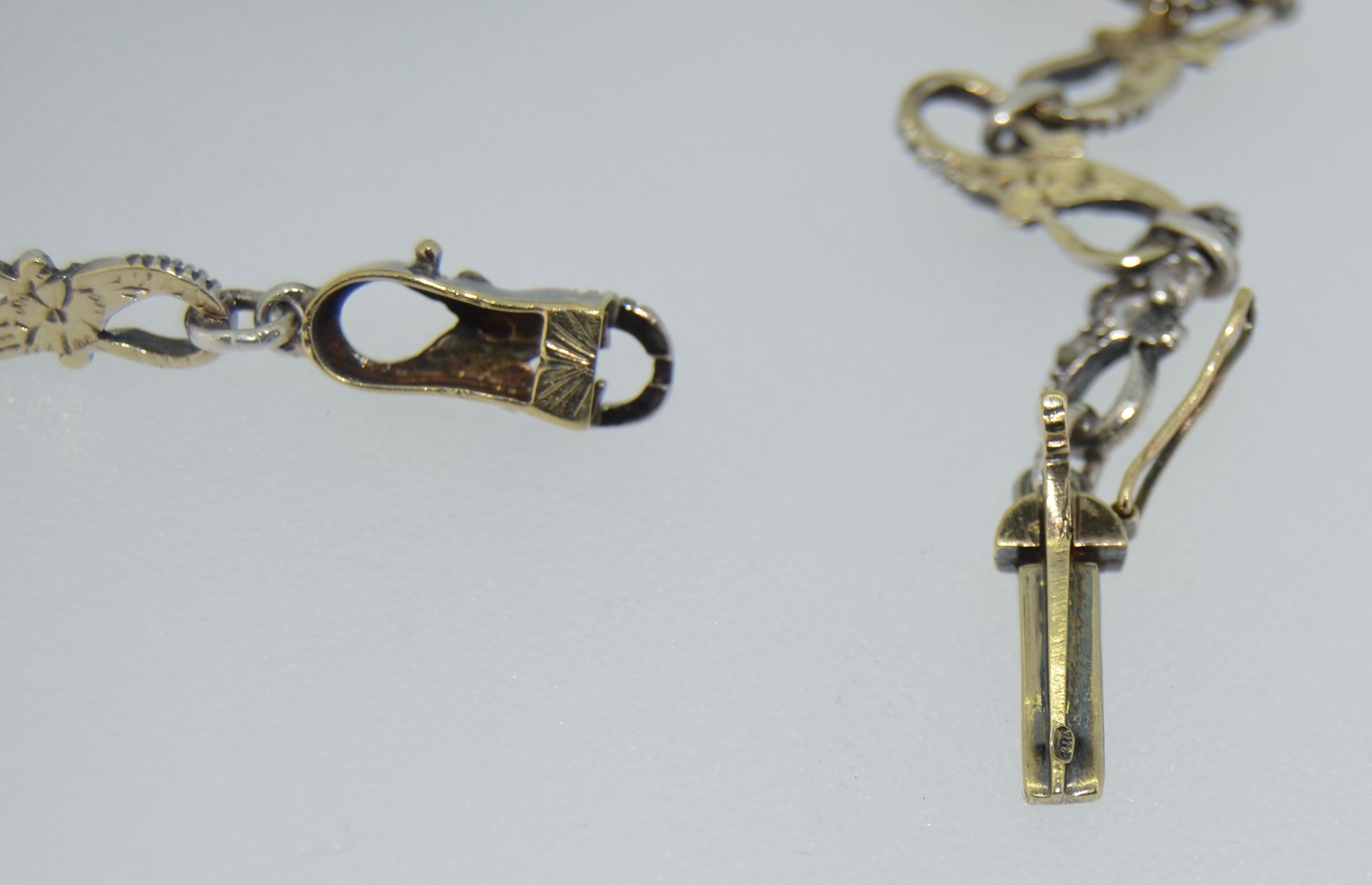 Victorianische viktorianische Halskette mit Diamanten im Rosenschliff, 14K & Silber, im Karton im Angebot 7