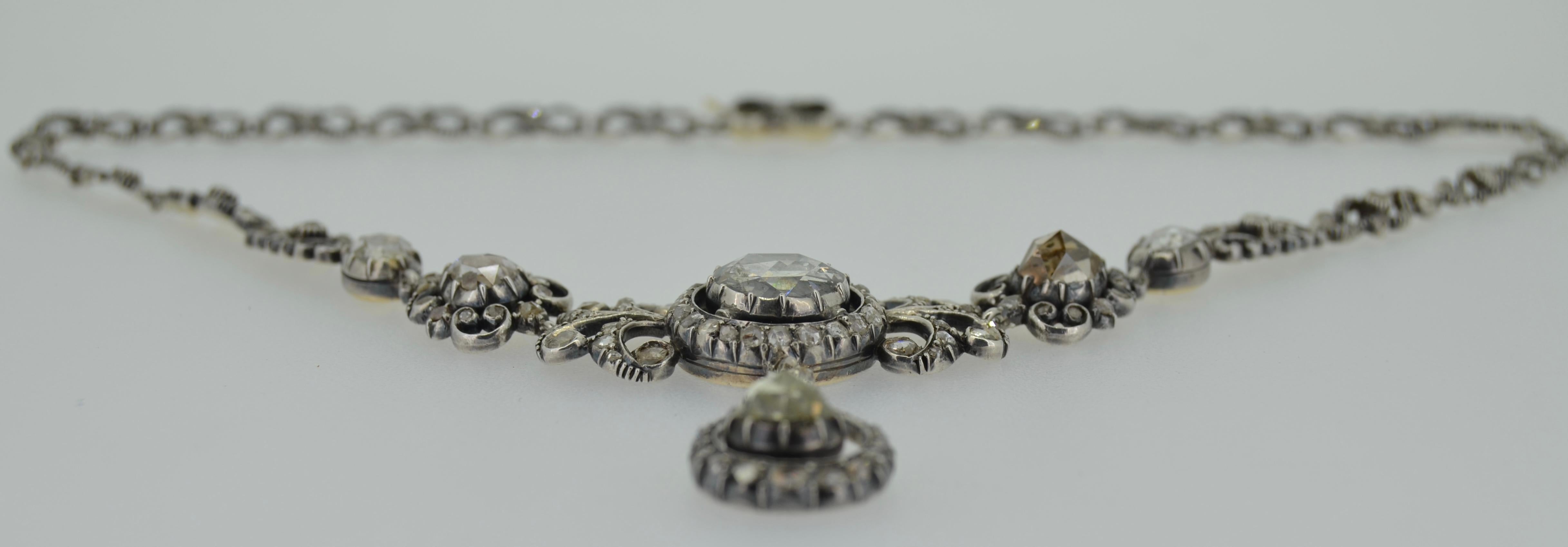 Victorianische viktorianische Halskette mit Diamanten im Rosenschliff, 14K & Silber, im Karton im Angebot 2