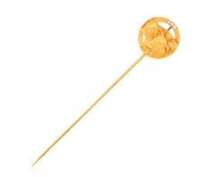 Victorian Rose Cut Diamond 18 Karat Gold Oxen Stickpin
