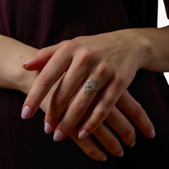 Victorian rose cut diamond 18k yellow gold navette ring