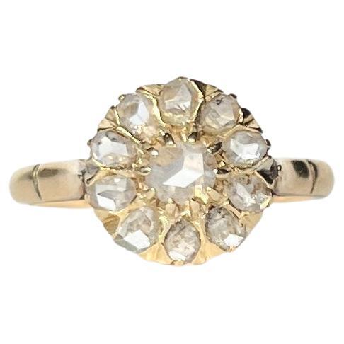 Victorian Rose Cut Diamond and 18 Carat Gold Cluster Ring