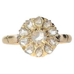 Viktorianischer Cluster-Ring aus 18 Karat Gold mit Diamanten im Rosenschliff