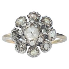 Antique Victorian Rose Cut Diamond and 18 Carat Gold Cluster Ring