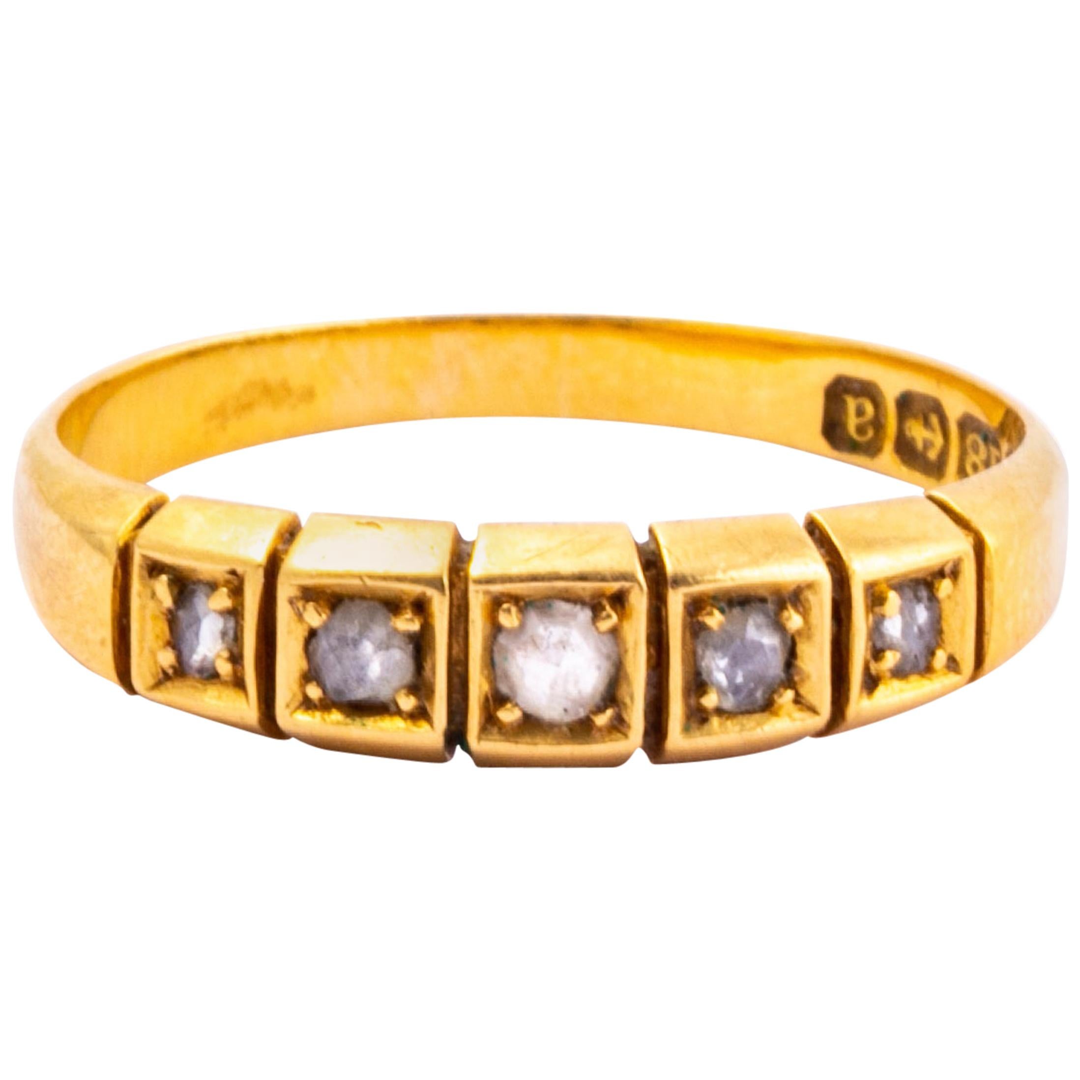 Victorian Rose Cut Diamond and 18 Carat Gold Five-Stone Band