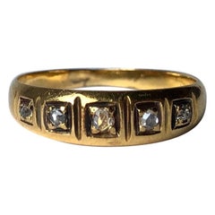 Victorian Rose Cut Diamond and 18 Carat Gold Five-Stone Band