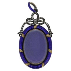 Victorian Rose Cut Diamond and Enamel Locket Pendant