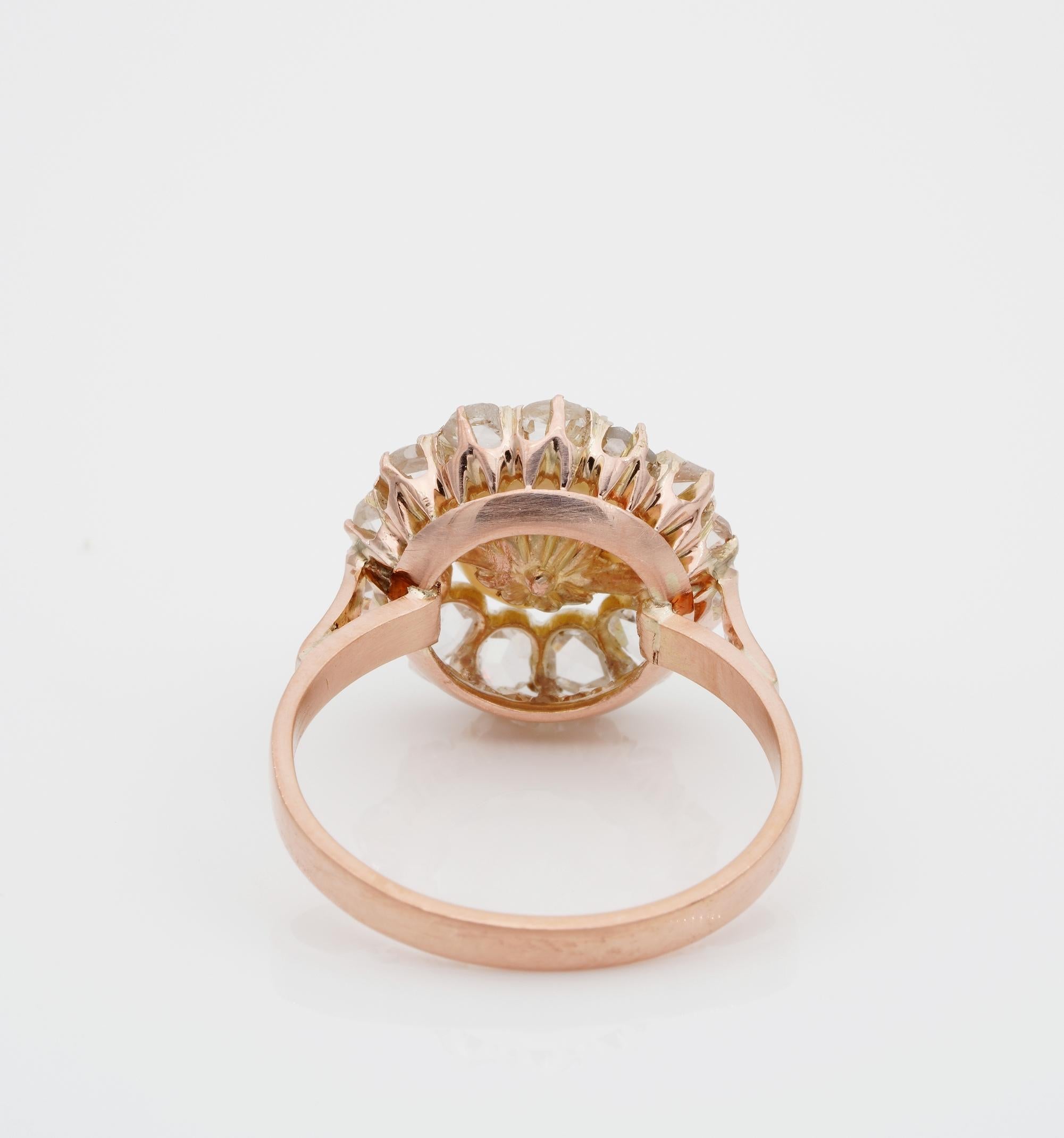 Victorian Rose Cut Diamond and Natural Basra Pearl Ring 3