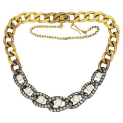 Victorian Rose Cut Diamond and Natural Pearl Bracelet
