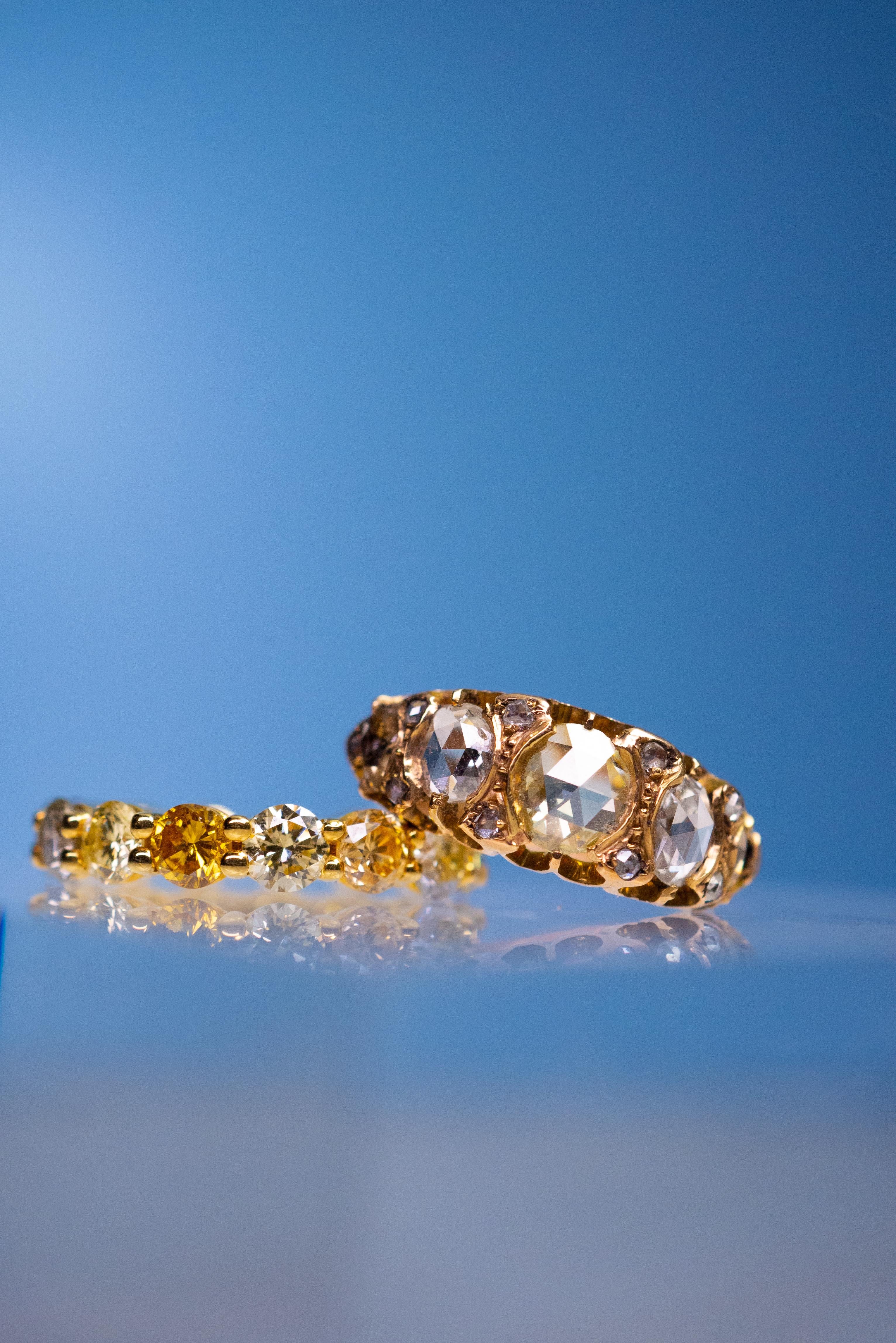 Viktorianischer Ring aus Roségold mit Diamant im Rosenschliff und Roségold im Zustand „Gut“ im Angebot in London, GB